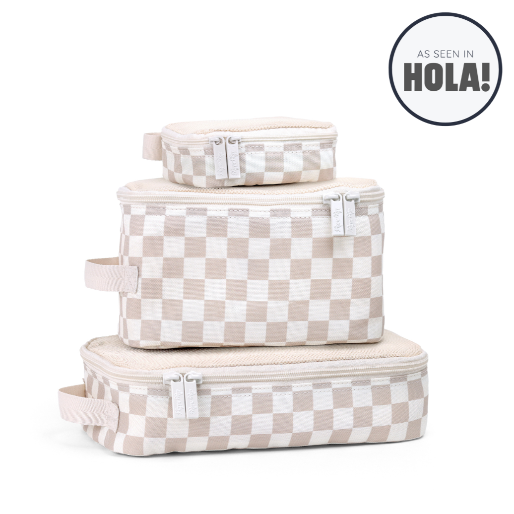 Packing Cubes Taupe Checkerboard