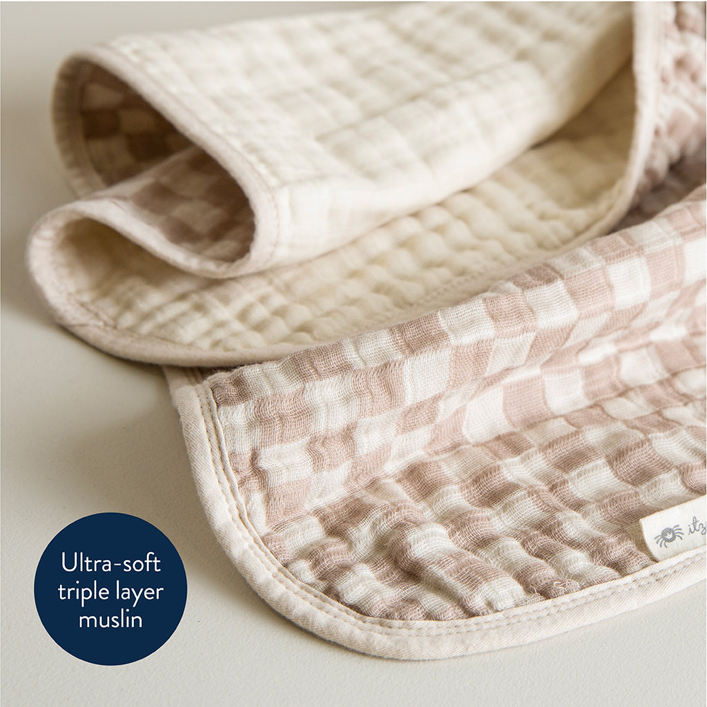 Itzy Muslin Blanket Toast Checkerboard