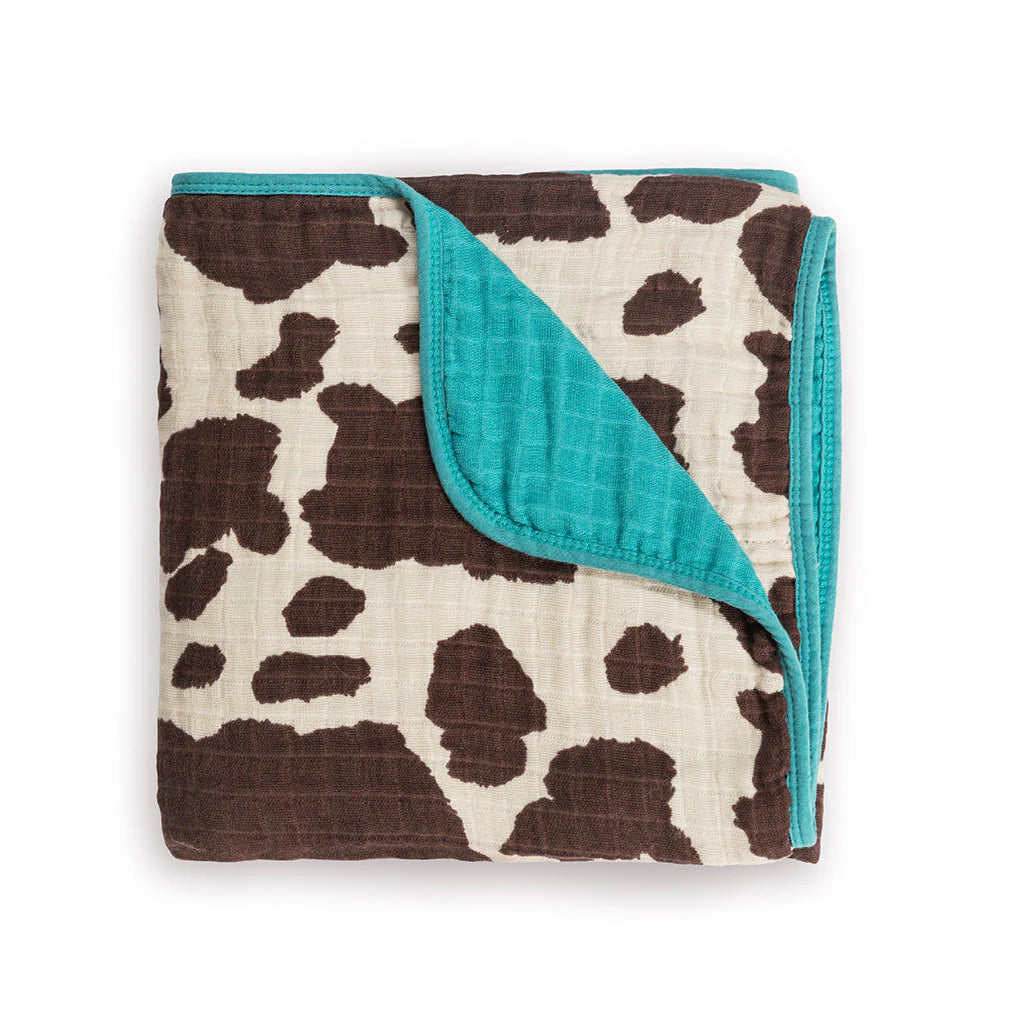 Itzy Muslin Blanket Cow Print