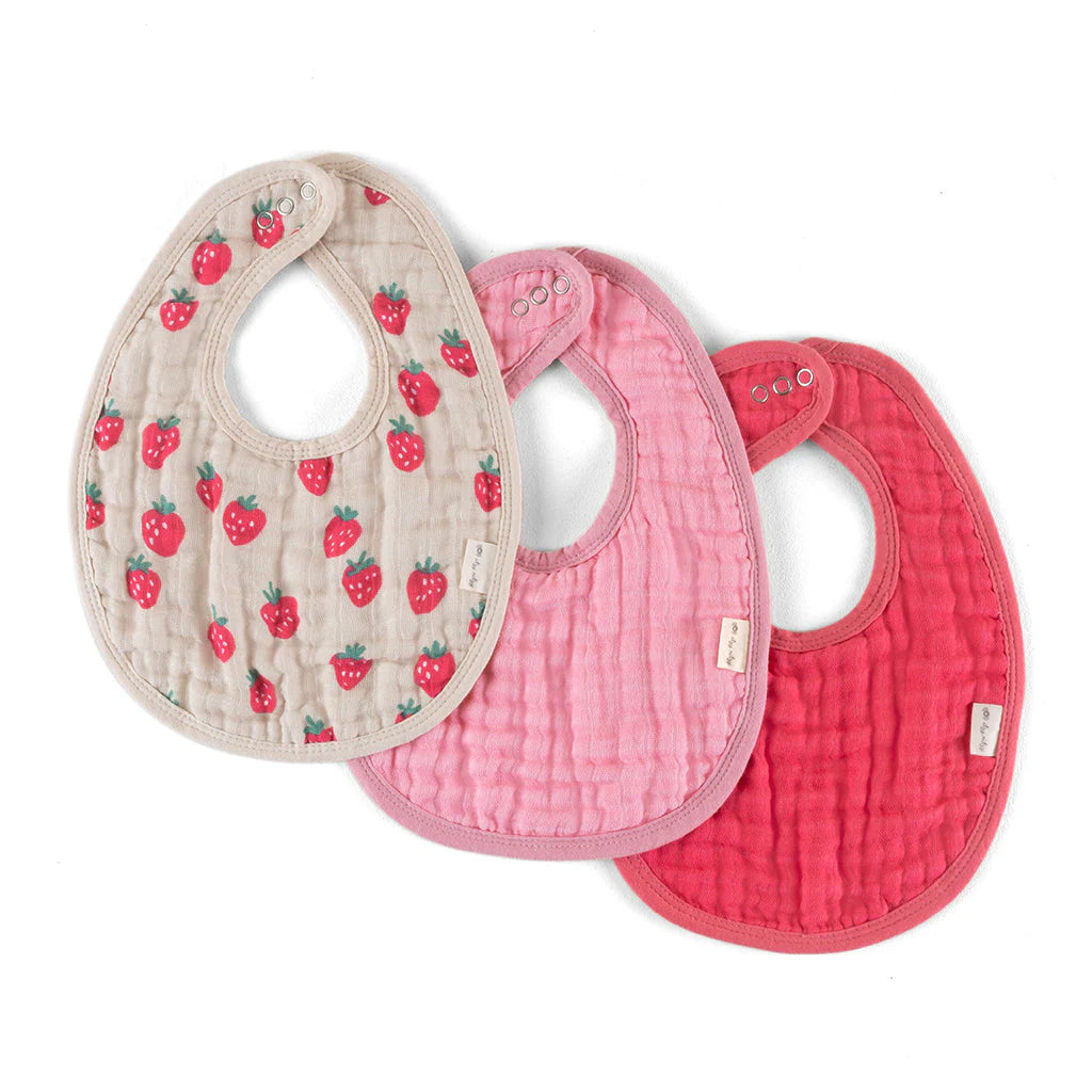 Itzy Muslin Bibs Strawberries and Cream