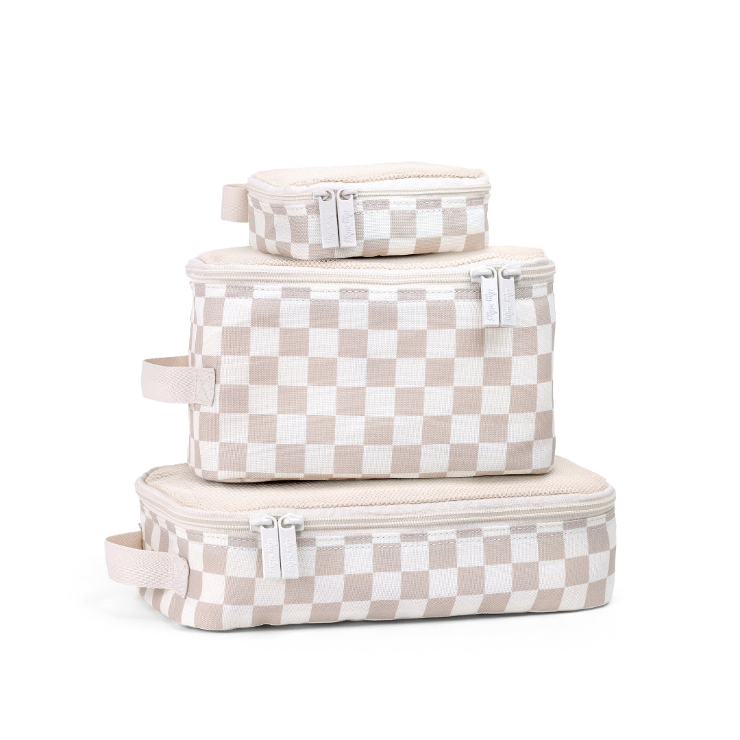 Packing Cubes Taupe Checkerboard