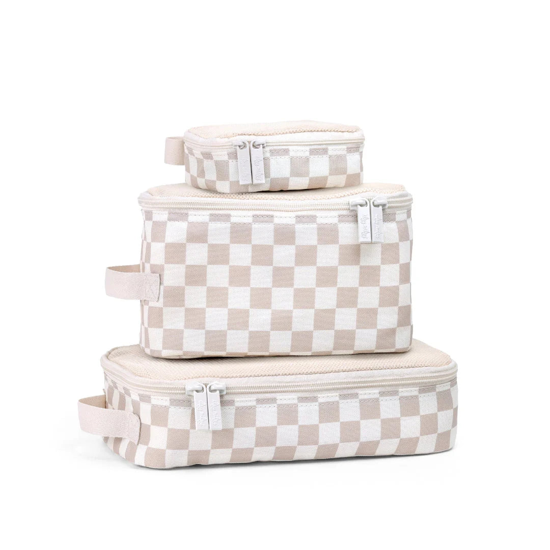 Packing Cubes Taupe Checkerboard