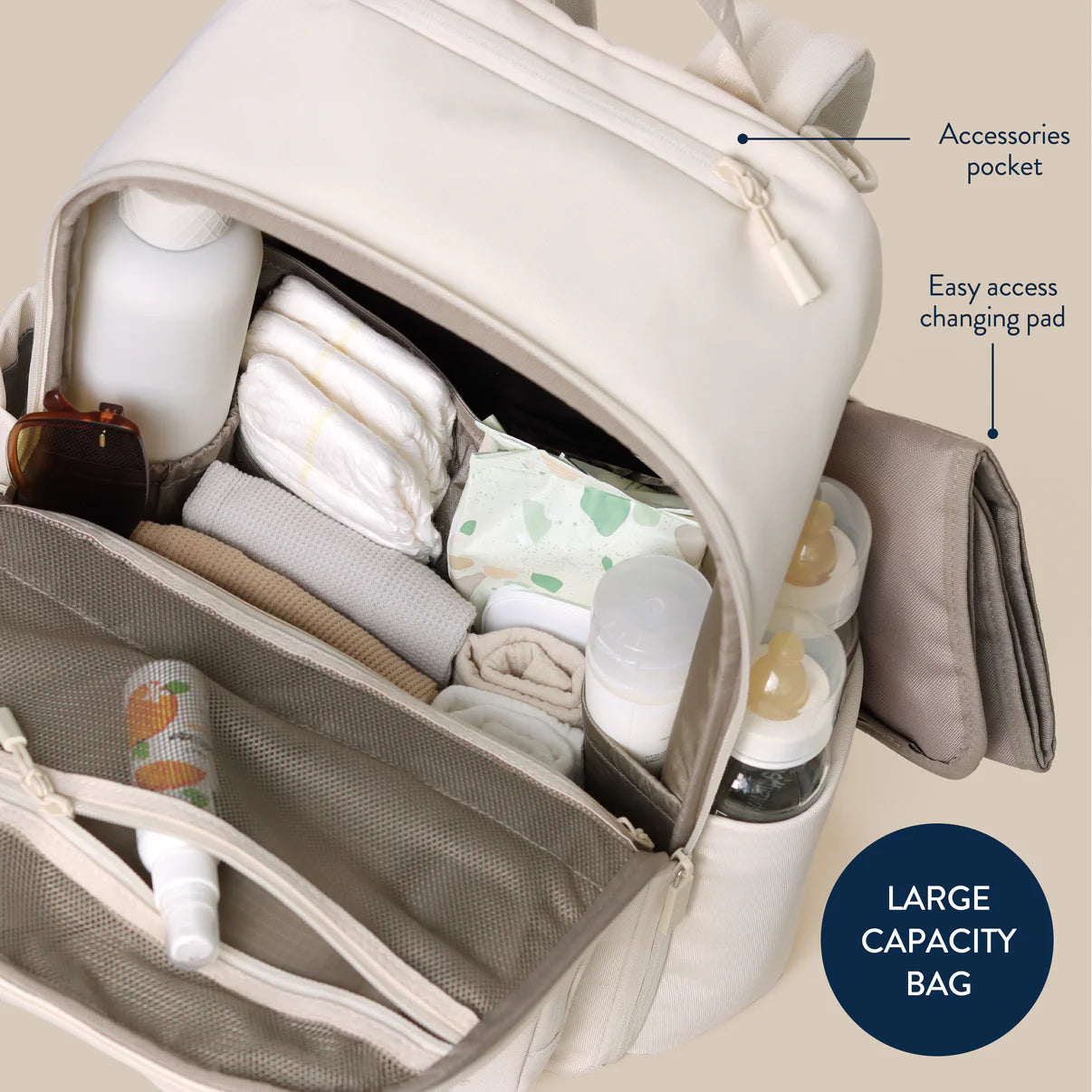 Belong Utility Backpack Diaper Bag Cream