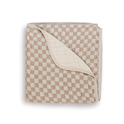 Itzy Muslin Blanket Toast Checkerboard