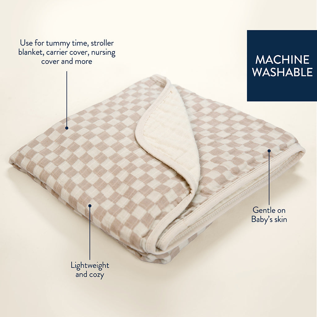 Itzy Muslin Blanket Toast Checkerboard