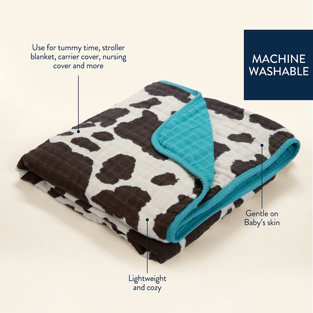 Itzy Muslin Blanket Cow Print