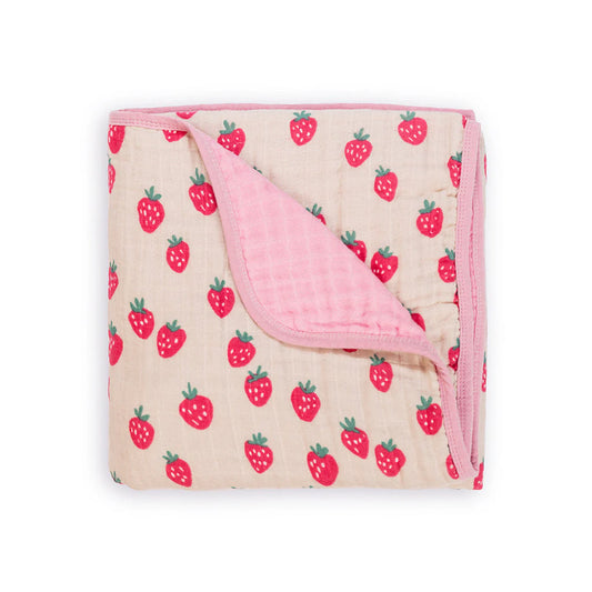 Itzy Muslin Blanket Strawberries and Cream