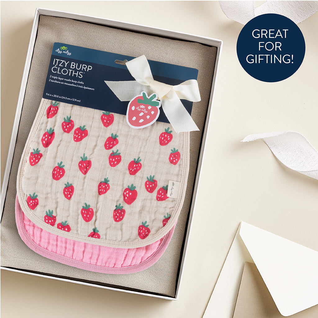 Itzy Burp Cloths Strawberries and Cream
