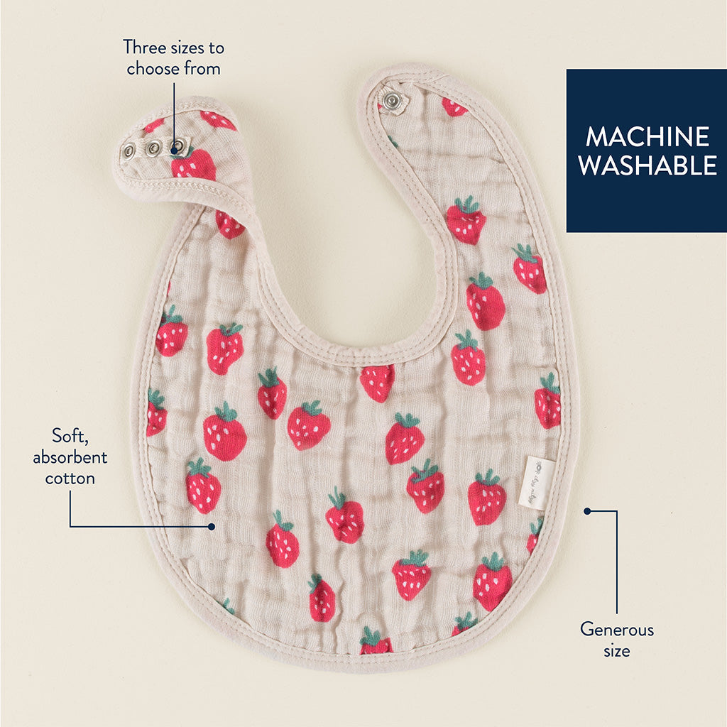 Itzy Muslin Bibs Strawberries and Cream