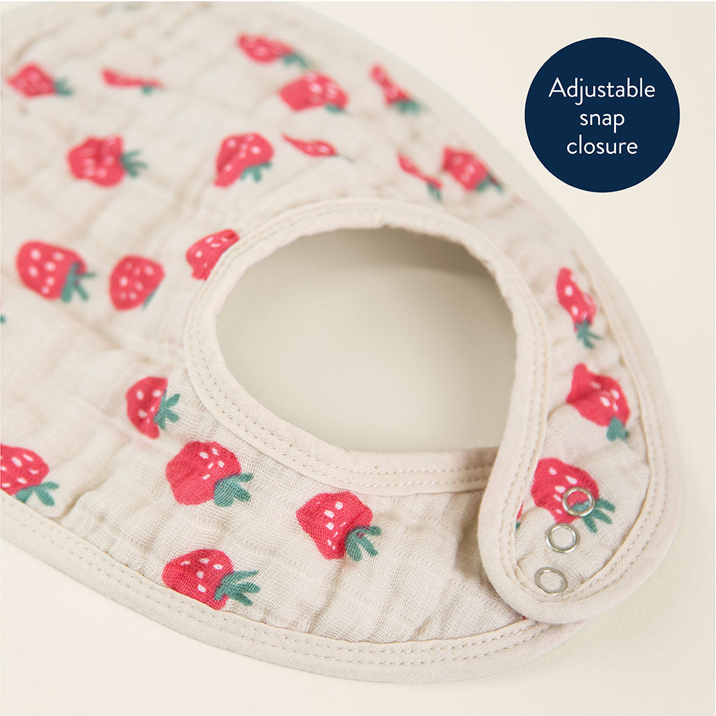Itzy Muslin Bibs Strawberries and Cream