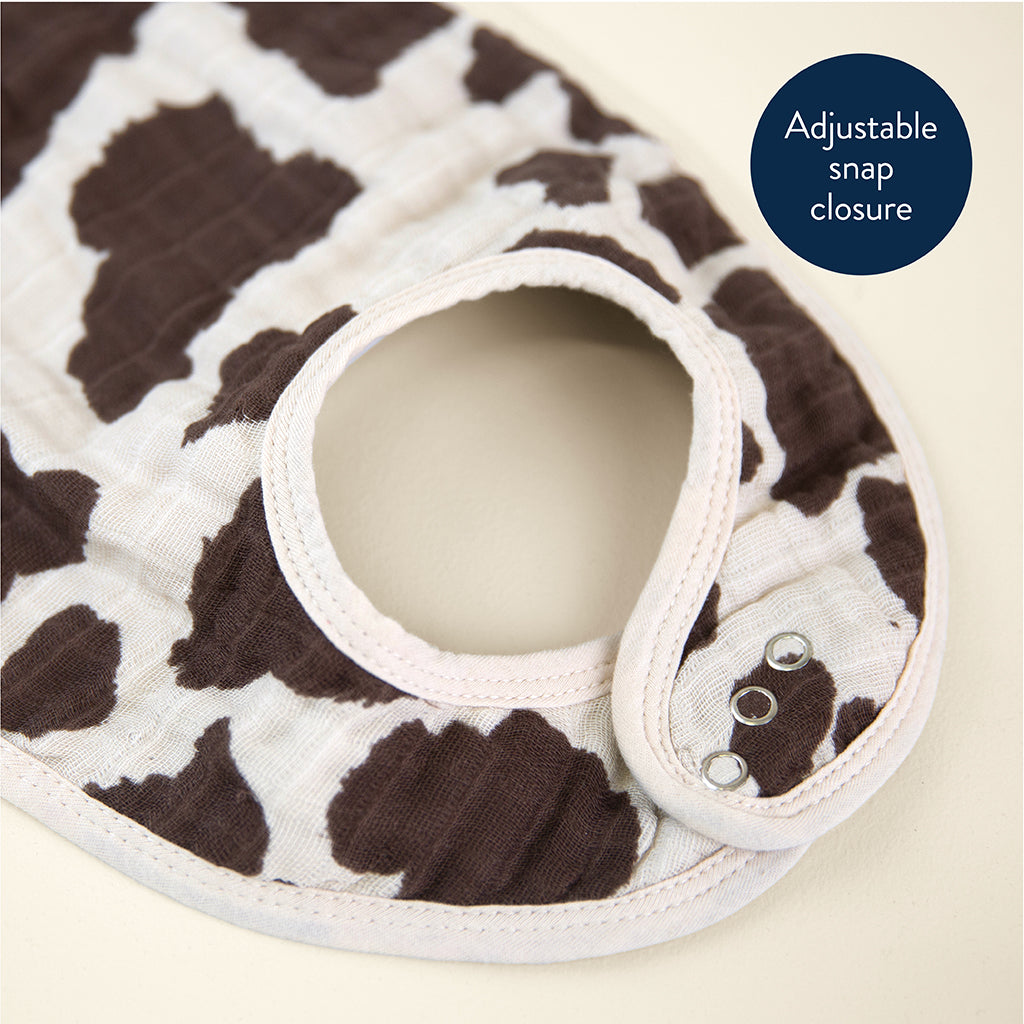 Itzy Muslin Bibs Cow Print
